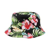 Bucket Hats – 12 PCS Ultra Soft Cotton Floral Print - Black - HT-7801G-BK